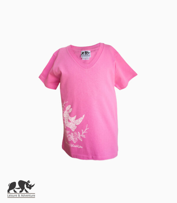 L&A Kids Daisy Rhino V-Neck T-Shirt Pink