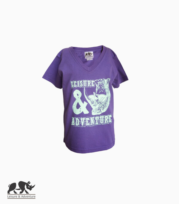 L&A Kids Cool Rhino V-Neck T-Shirt Purple