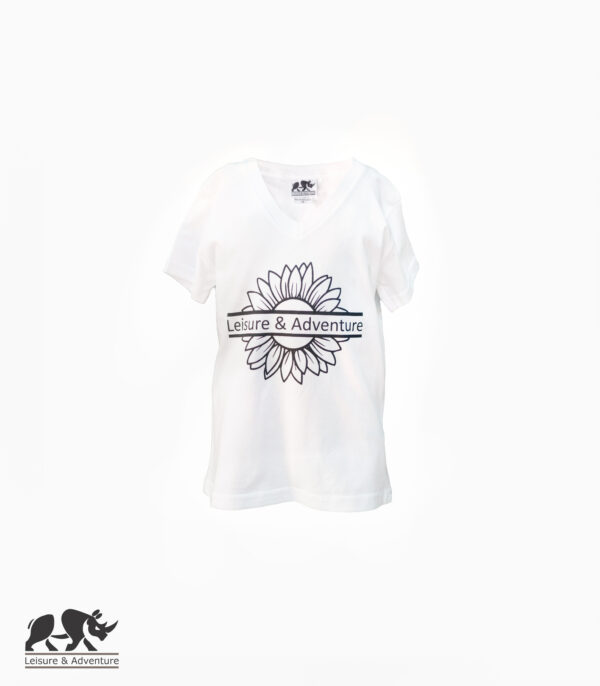 L&A Kids Daisy V-Neck T-Shirt White