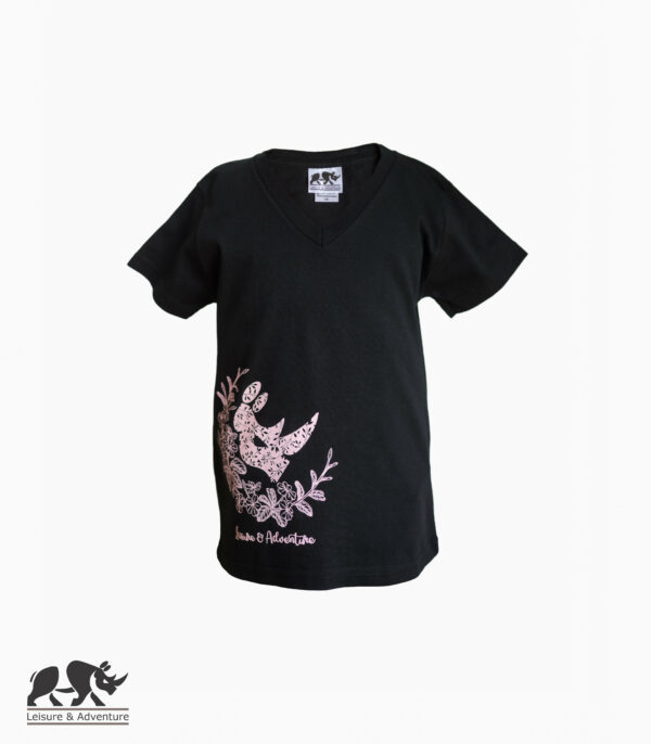 L&A Kids Daisy Rhino V-Neck T-Shirt Black