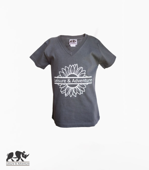 L&A Kids Daisy V-Neck T-Shirt Charcoal