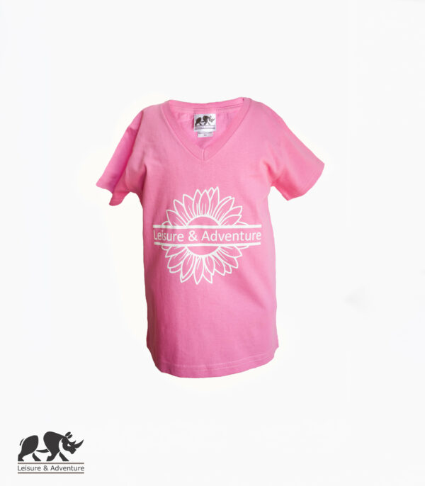 L&A Kids Daisy V-Neck T-Shirt Pink