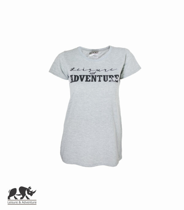 L&A Text Rhino Ladies Light Grey Melange T-Shirt
