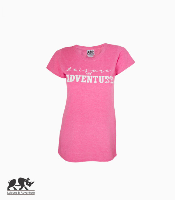 L&A Text Rhino Ladies Pink Melange T-Shirt