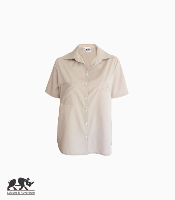 L&A Ladies Box Button Shirt Khaki