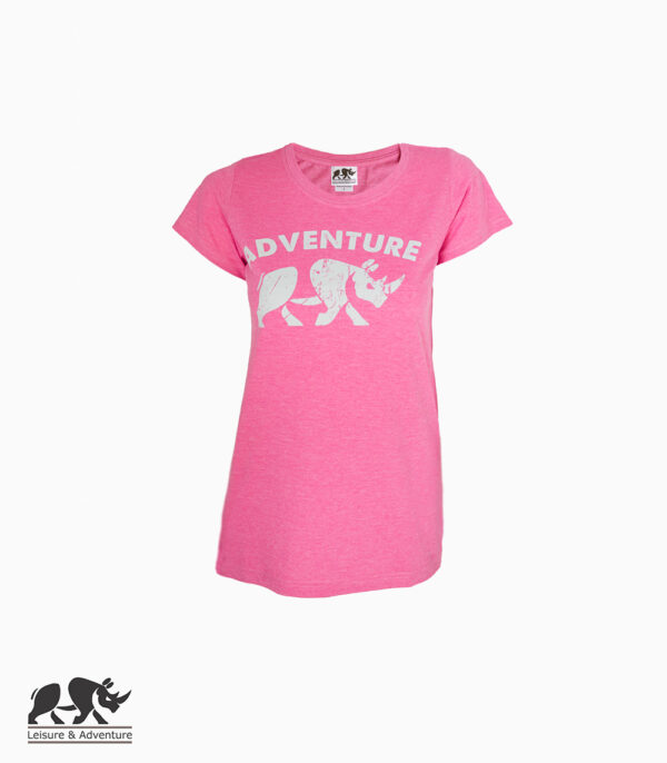 L&A Adventure Rhino Ladies Pink Melange T-Shirt