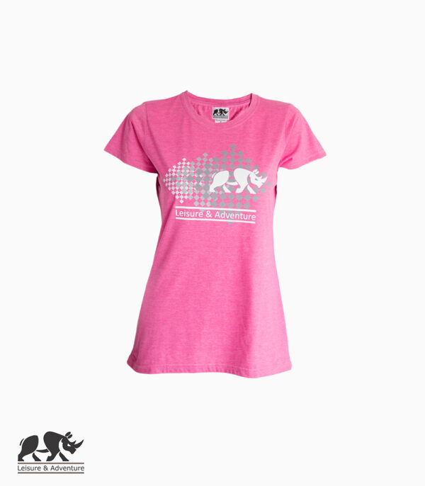 L&A Chess Rhino Ladies Pink Melange T-Shirt
