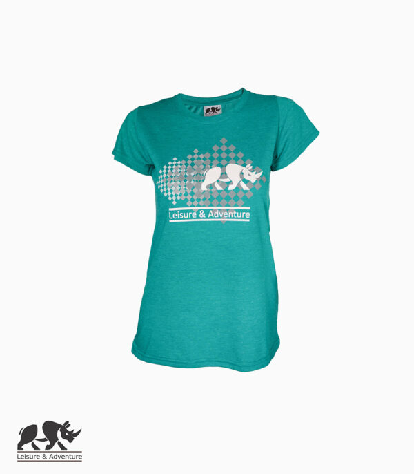 L&A Chess Rhino Ladies Turquoise  Melange T-Shirt