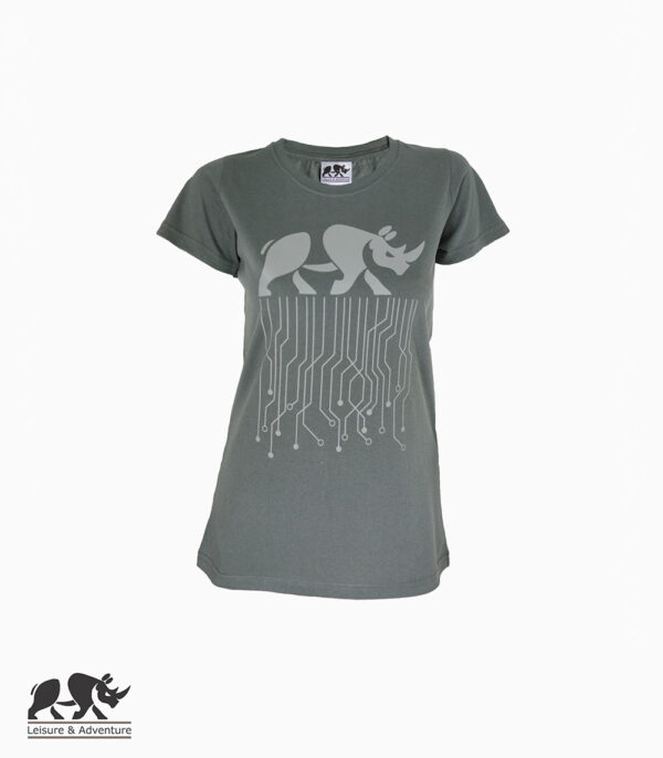 L&A Circuit Rhino Ladies Charcoal Cotton T-Shirt