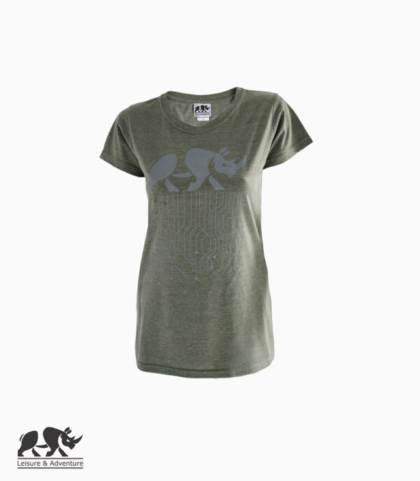 L&A Circuit Rhino Ladies Olive Melange T-Shirt