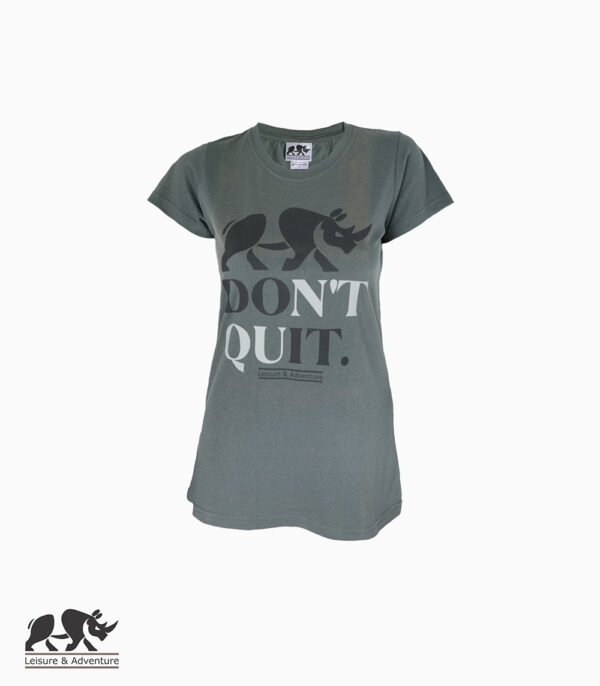 L&A Don't Quit Ladies Charcoal Cotton T-Shirt