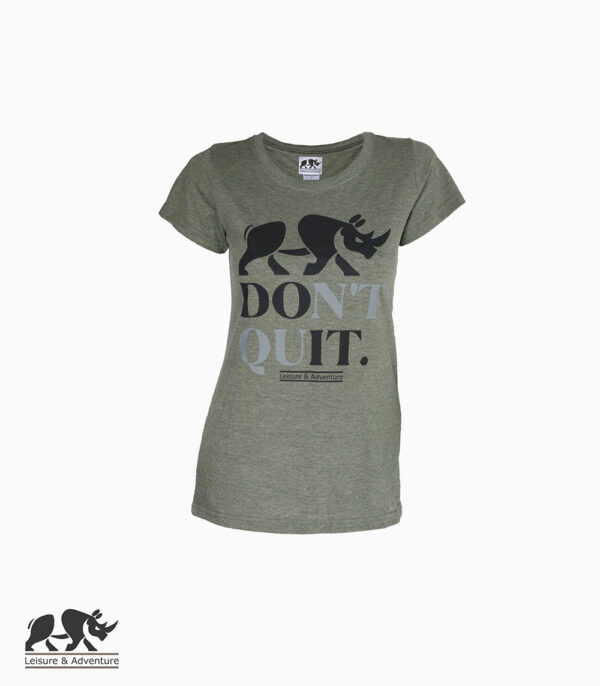 L&A Don't Quit Ladies Olive Melange T-Shirt