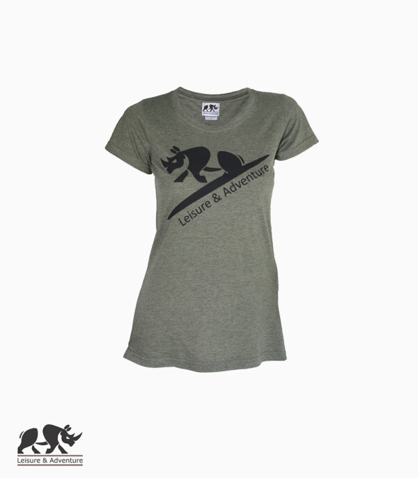 L&A Jump Rhino Ladies Olive Melange T-Shirt