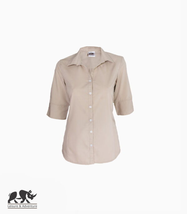 L&A Ladies Fitted Button Shirt Khaki