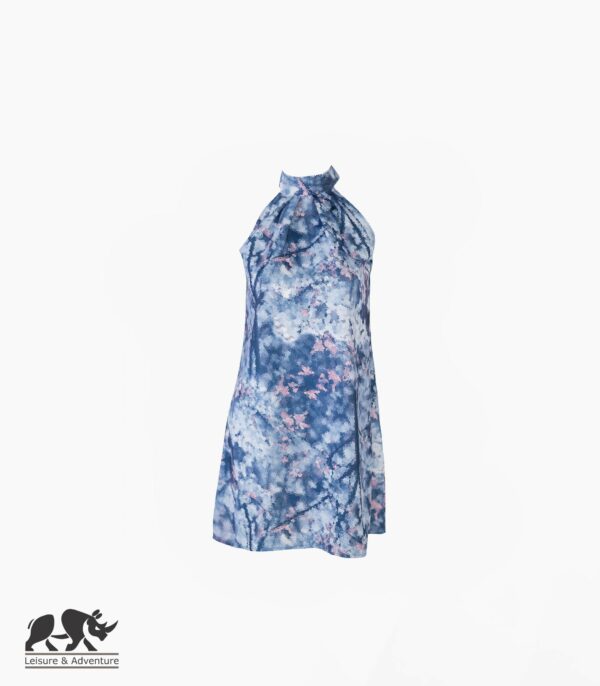 L&A Ladies Halterneck Dress Blue Floral
