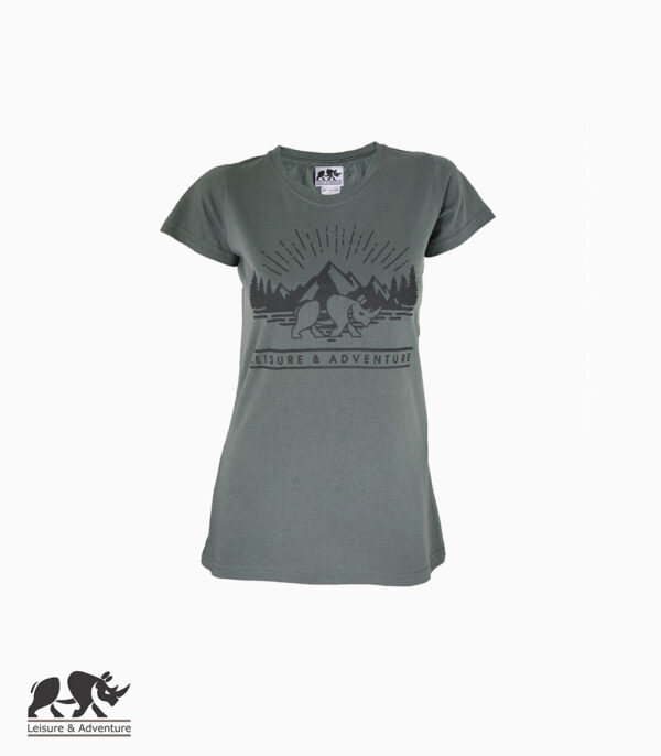 L&A Mountain Rhino Ladies Charcoal Cotton T-Shirt