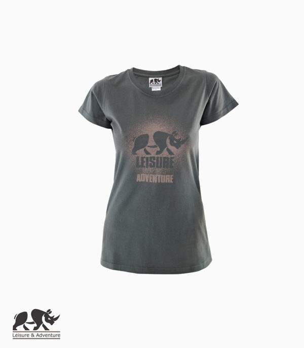 L&A Muddy Rhino Ladies Charcoal Cotton T-Shirt