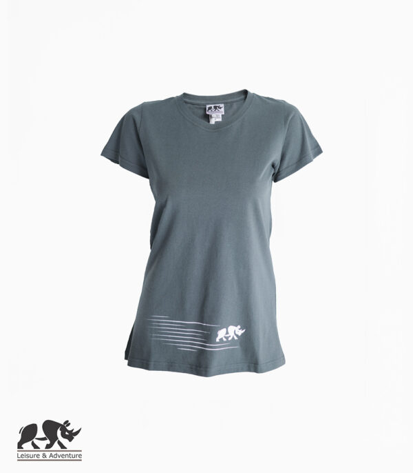 L&A Speedy Rhino Ladies Charcoal Cotton T-Shirt