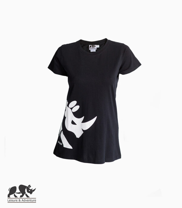 L&A Half Rhino Ladies Black Cotton T-Shirt