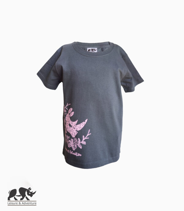 L&A Kids Daisy Rhino V-Neck T-Shirt Charcoal
