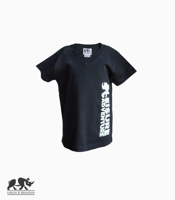 L&A Kids Side Rhino V-Neck T-Shirt Black