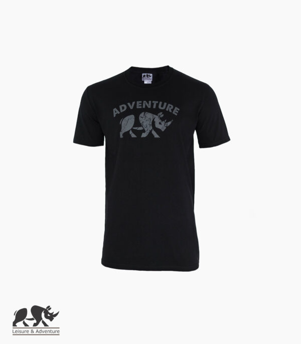 L&A Adventure Rhino Mens Black Cotton T-Shirt