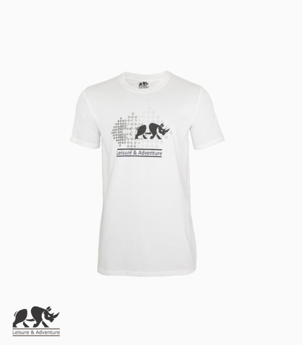 L&A Chess Rhino Mens White Cotton T-Shirt