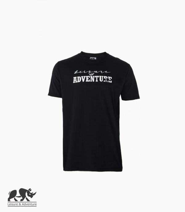 L&A Text Rhino Mens Black Cotton T-Shirt