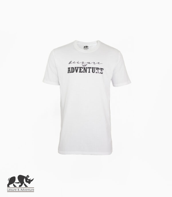L&A Text Rhino Mens White Cotton T-Shirt