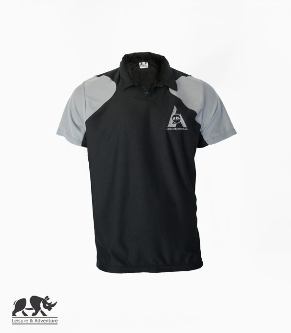 L&A Mens Golf Shirt Black/Grey