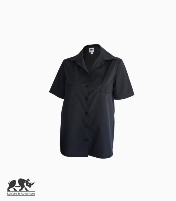 L&A Ladies Box Button Shirt Black