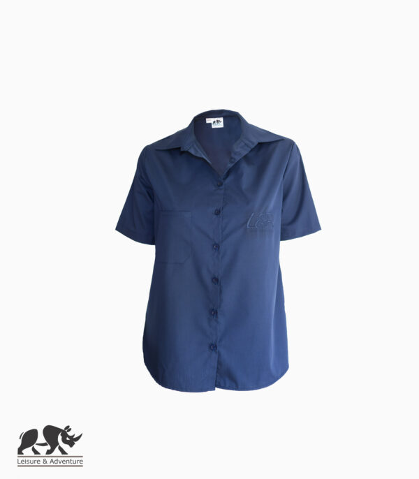 L&A Ladies Box Button Shirt Navy
