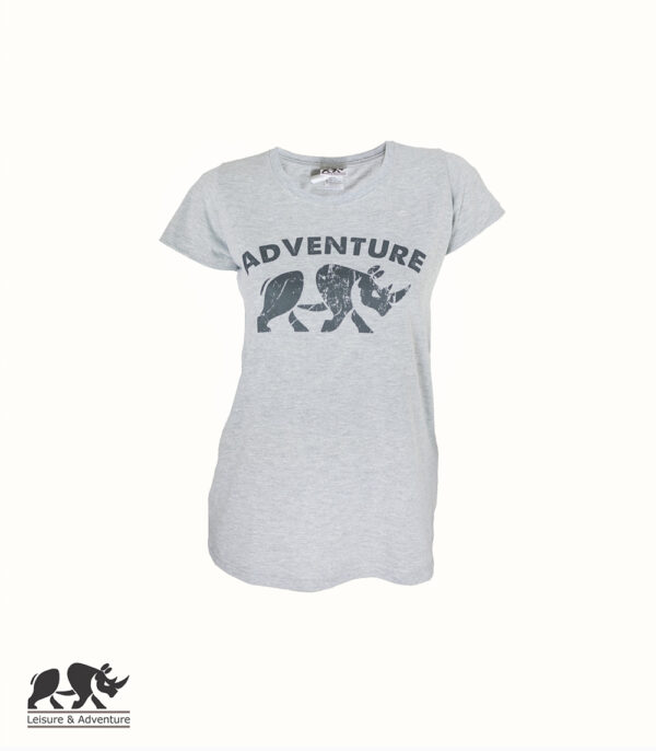 L&A Adventure Rhino Ladies Light Grey Melange T-Shirt