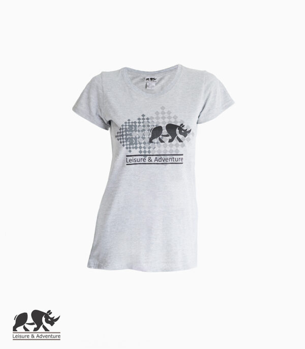 L&A Chess Rhino Ladies Light Grey Melange T-Shirt