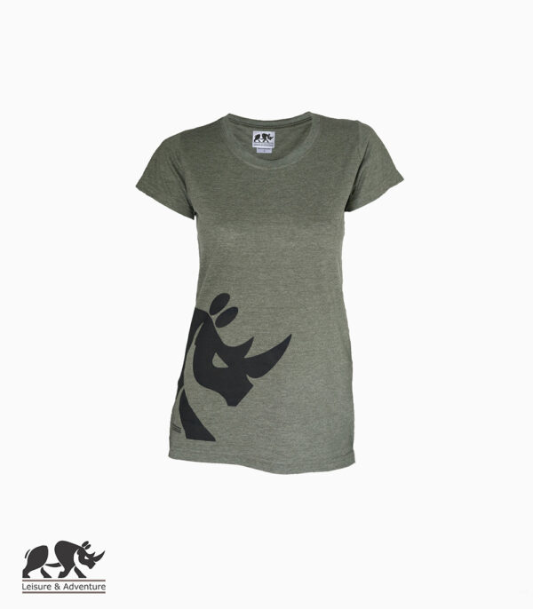 L&A Half Rhino Ladies Olive Melange T-Shirt