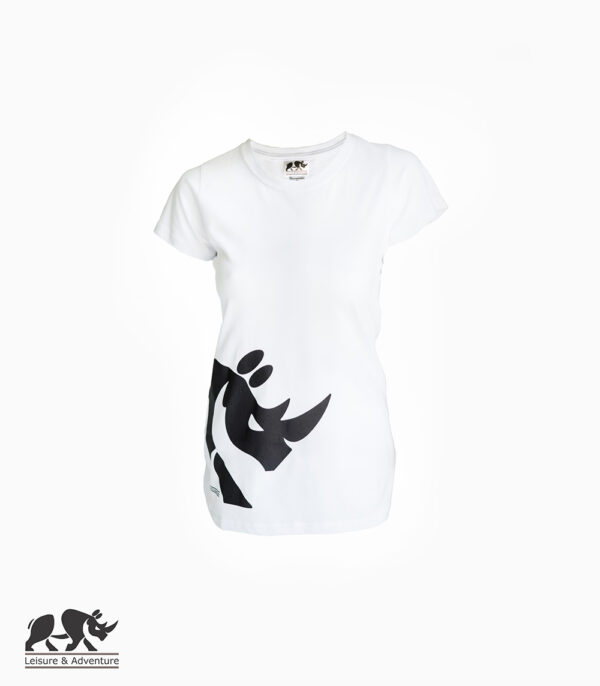 L&A Half Rhino Ladies White Cotton T-Shirt