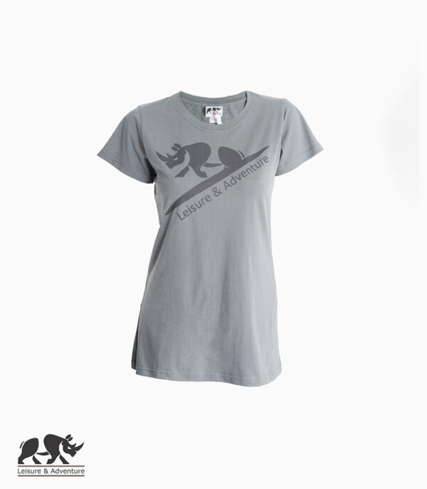 L&A Jump Rhino Ladies Charcoal Cotton T-Shirt