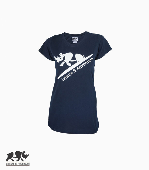 L&A Jump Rhino Ladies Navy Cotton T-Shirt