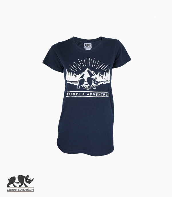 L&A Mountain Rhino Ladies Navy Cotton T-Shirt