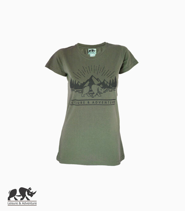 L&A Mountain Rhino Ladies Olive Melange T-Shirt