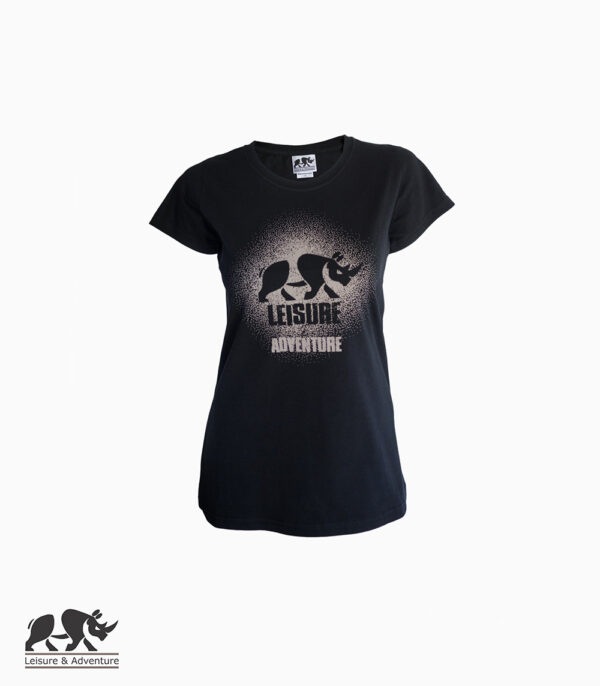 L&A Muddy Rhino Ladies Black Cotton T-Shirt
