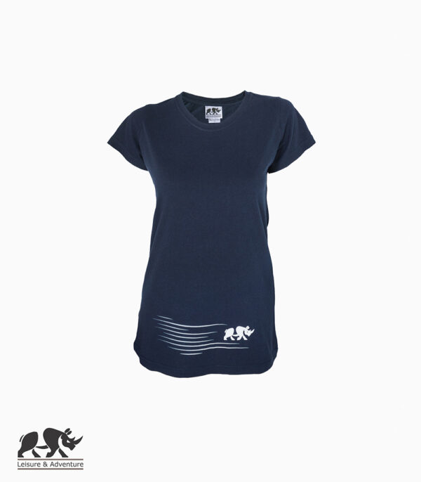 L&A Speedy Rhino Ladies Navy Cotton T-Shirt