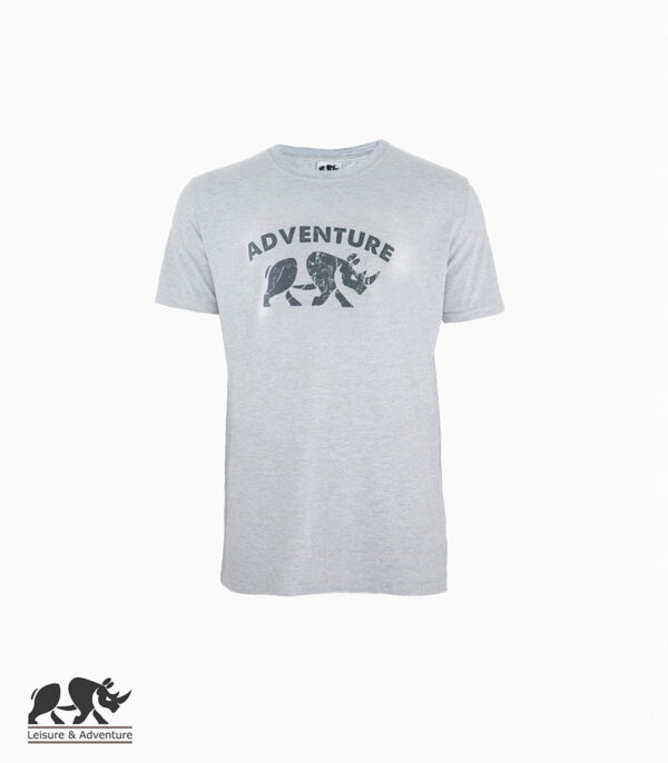 L&A Adventure Rhino Mens Light Grey Melange T-Shirt