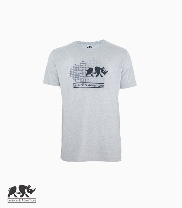 L&A Chess Rhino Mens Light Grey Melange T-Shirt