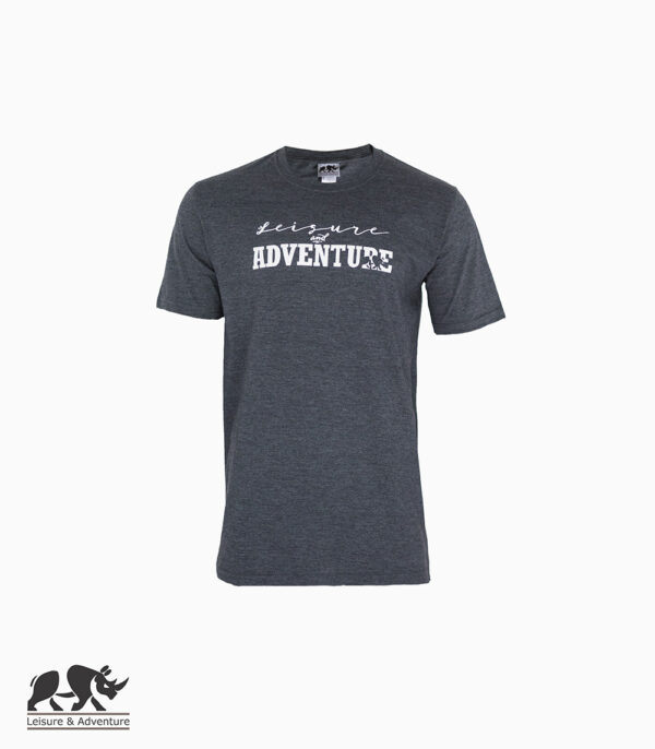 L&A Text Rhino Mens Charcoal Dark Grey Melange T-Shirt