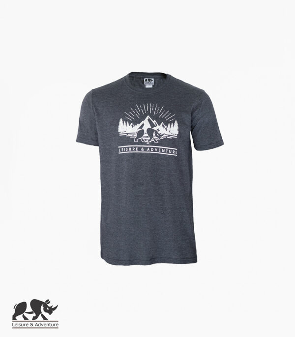 L&A Mountain Rhino Mens Charcoal Dark Grey Melange T-Shirt