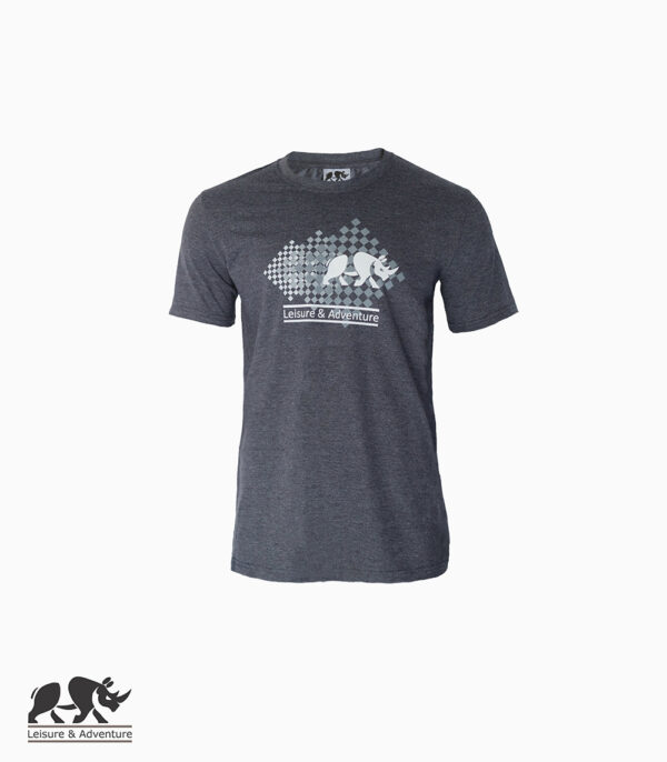 L&A Chess Rhino Mens Charcoal Dark Grey Melange T-Shirt