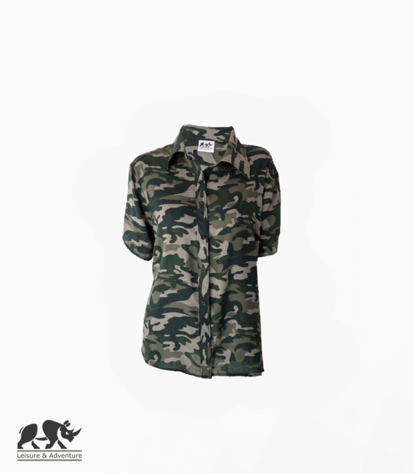 L&A Ladies Loose Fit Summer Blouse Grey Camo