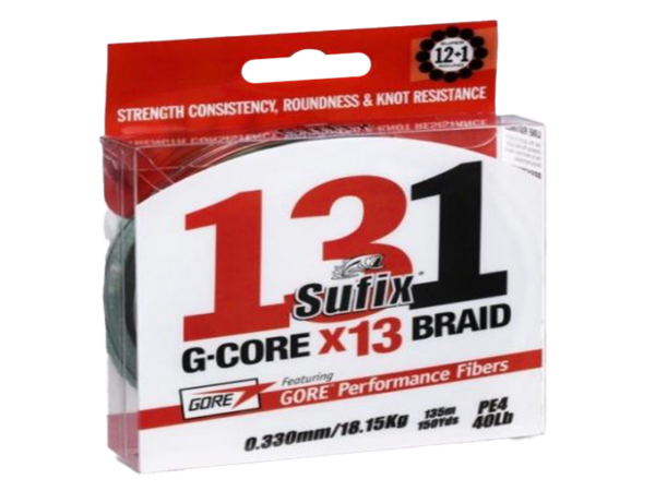 Braid Sufix 131 G-Core X13 300yds.40mm 60lb Lv/Grn