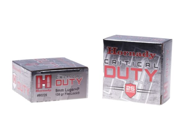 Ammo 9mm Luger+p 135gr Hornady Cduty (25)